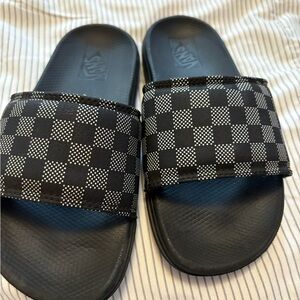 Vans Black and White Checkered Slides